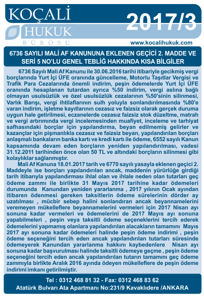 Hukuk Müşavirimiz Koçali Hukuk Bürosundan iletilmiştir Bülten-3